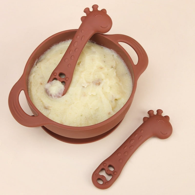 HappyGiraff Oefenlepel Kastanjebruin voor Baby's