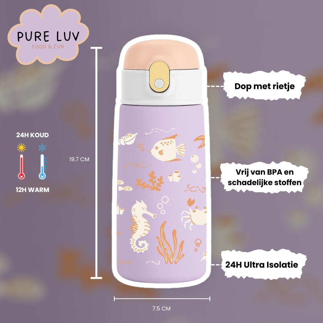 OceanSip - RVS Drinkfles voor kinderen met rietje