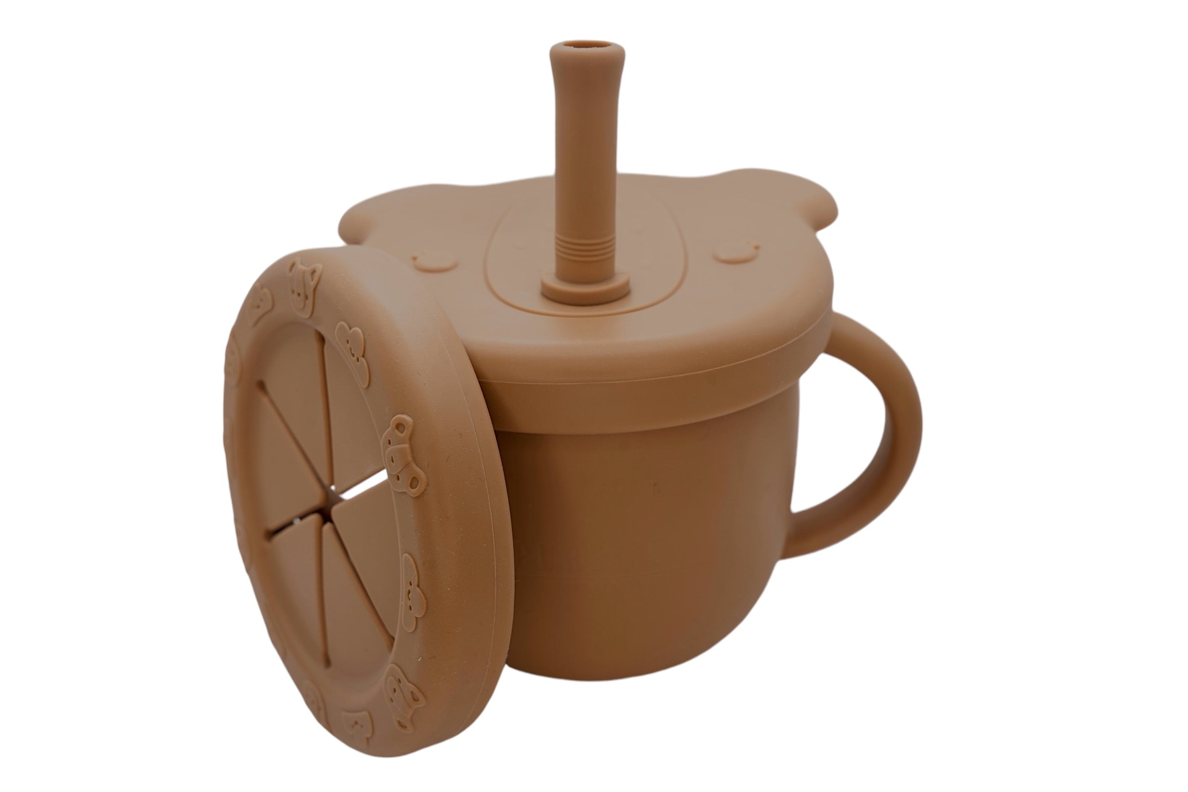 Sip & Snack 3-in-1 Beker Bruin voor Peuters en Baby's – Drink, Snack & Rietjesbeker - Pure Luv