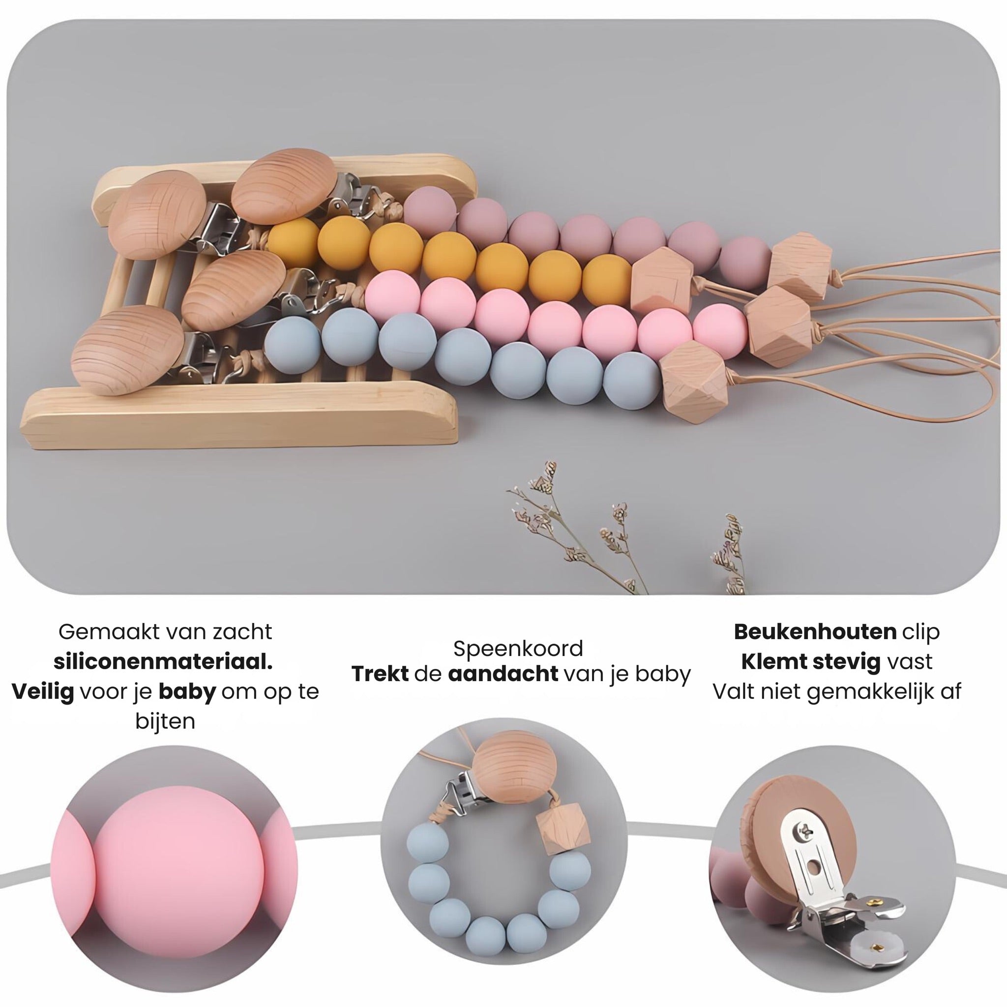 SnuggleClip - Speenkoord Beige - Pure Luv