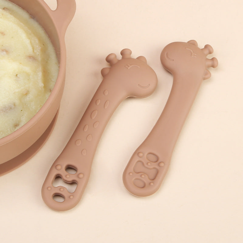 HappyGiraff Oefenlepel Bruin voor Baby's - Pure Luv