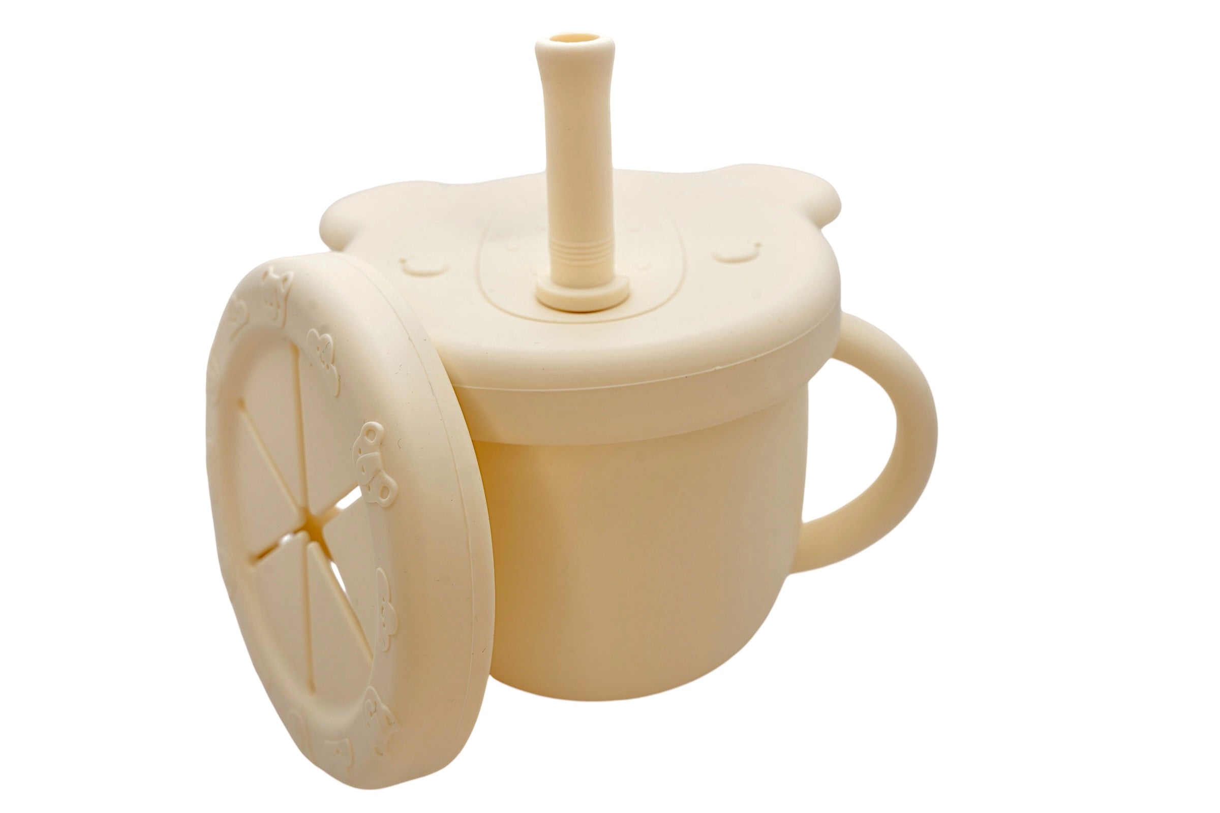 Sip & Snack 3-in-1 Beker Creme voor Peuters en Baby's – Drink, Snack & Rietjesbeker - Pure Luv