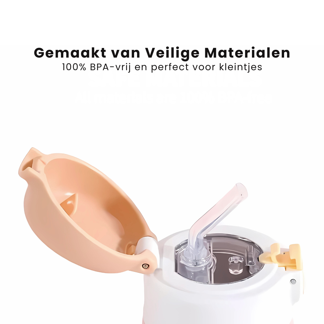 DinoSip - RVS Drinkfles voor kinderen met rietje