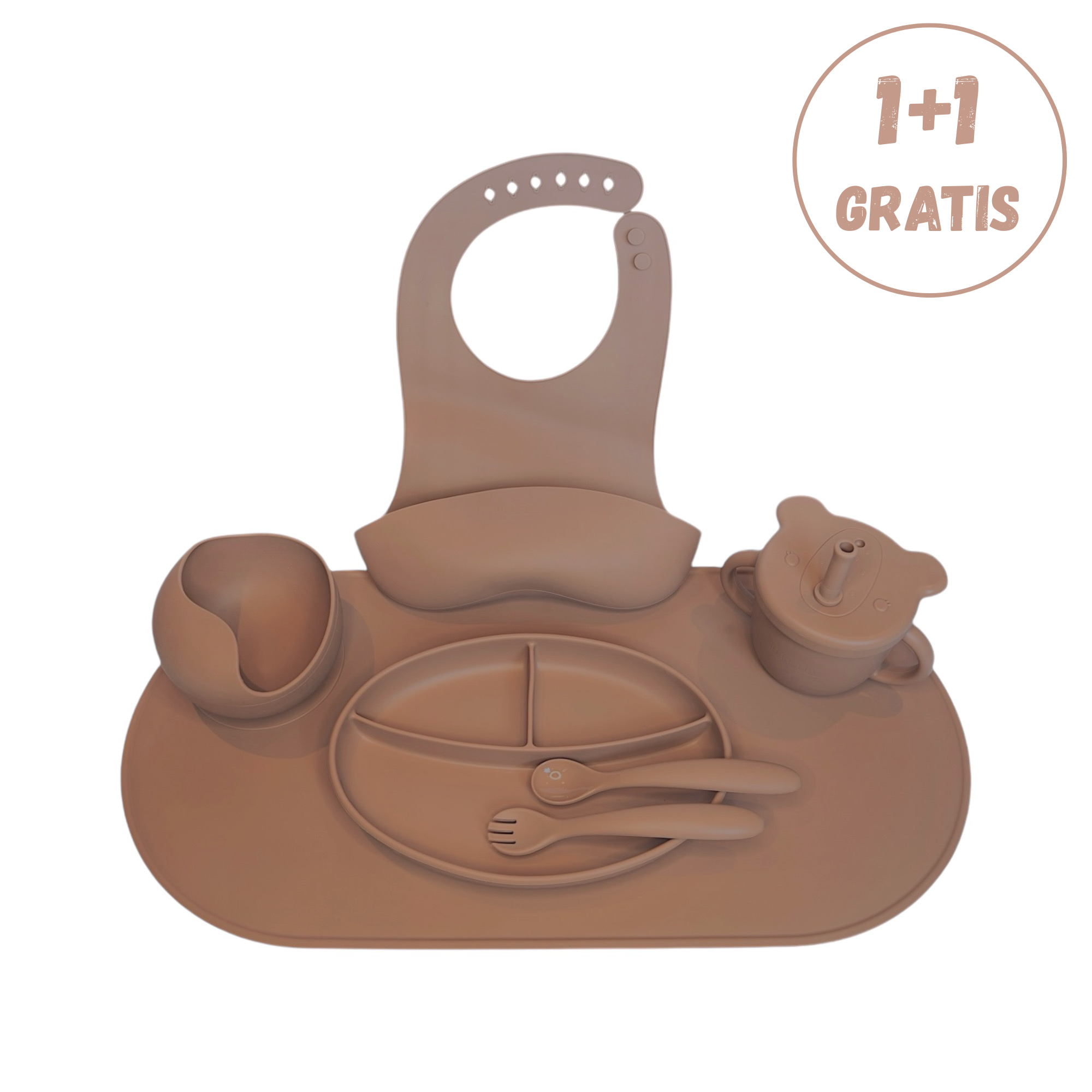 LittleBites Baby Servies Set Bruin - Voor Baby's & Peuters