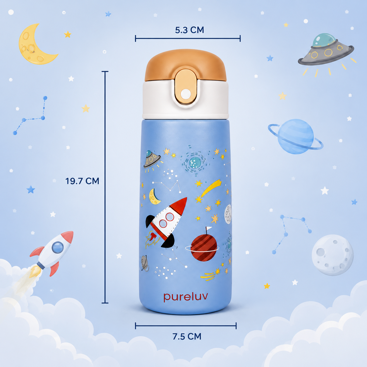 RocketSip – RVS Drinkfles voor kinderen met rietje