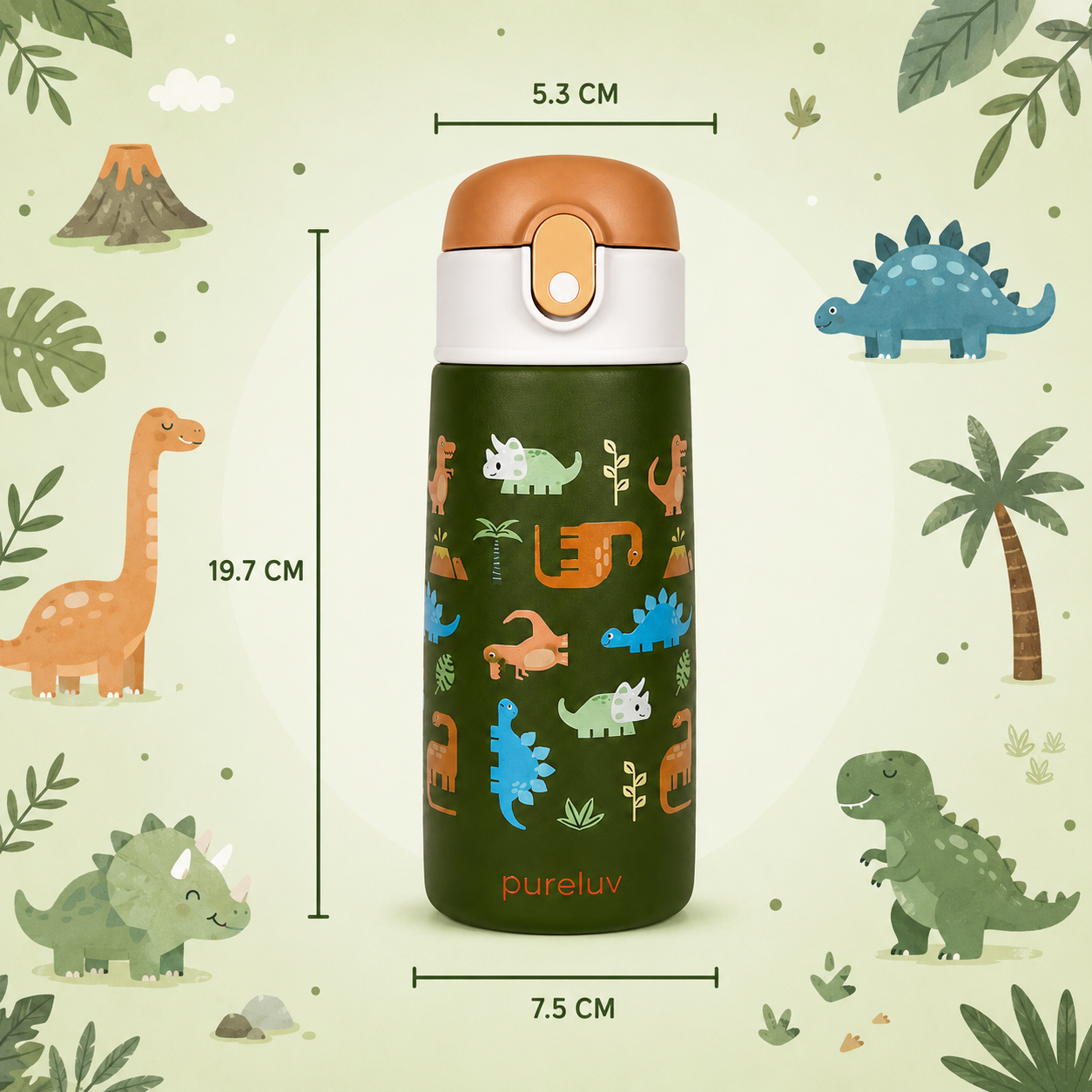 DinoSip - RVS Drinkfles voor kinderen met rietje