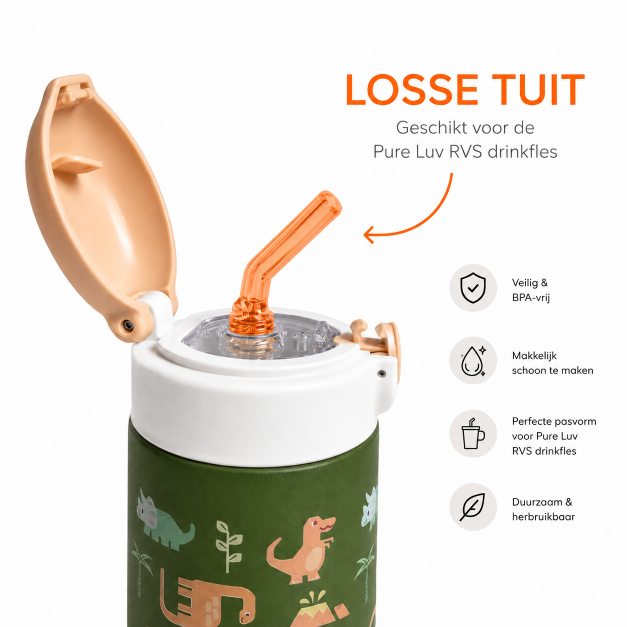 Losse Drinktuit - Pure Luv RVS Drinkfles