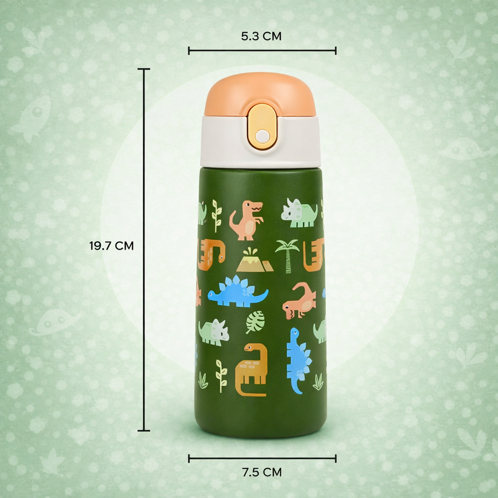 DinoSip - RVS Drinkfles voor kinderen met rietje