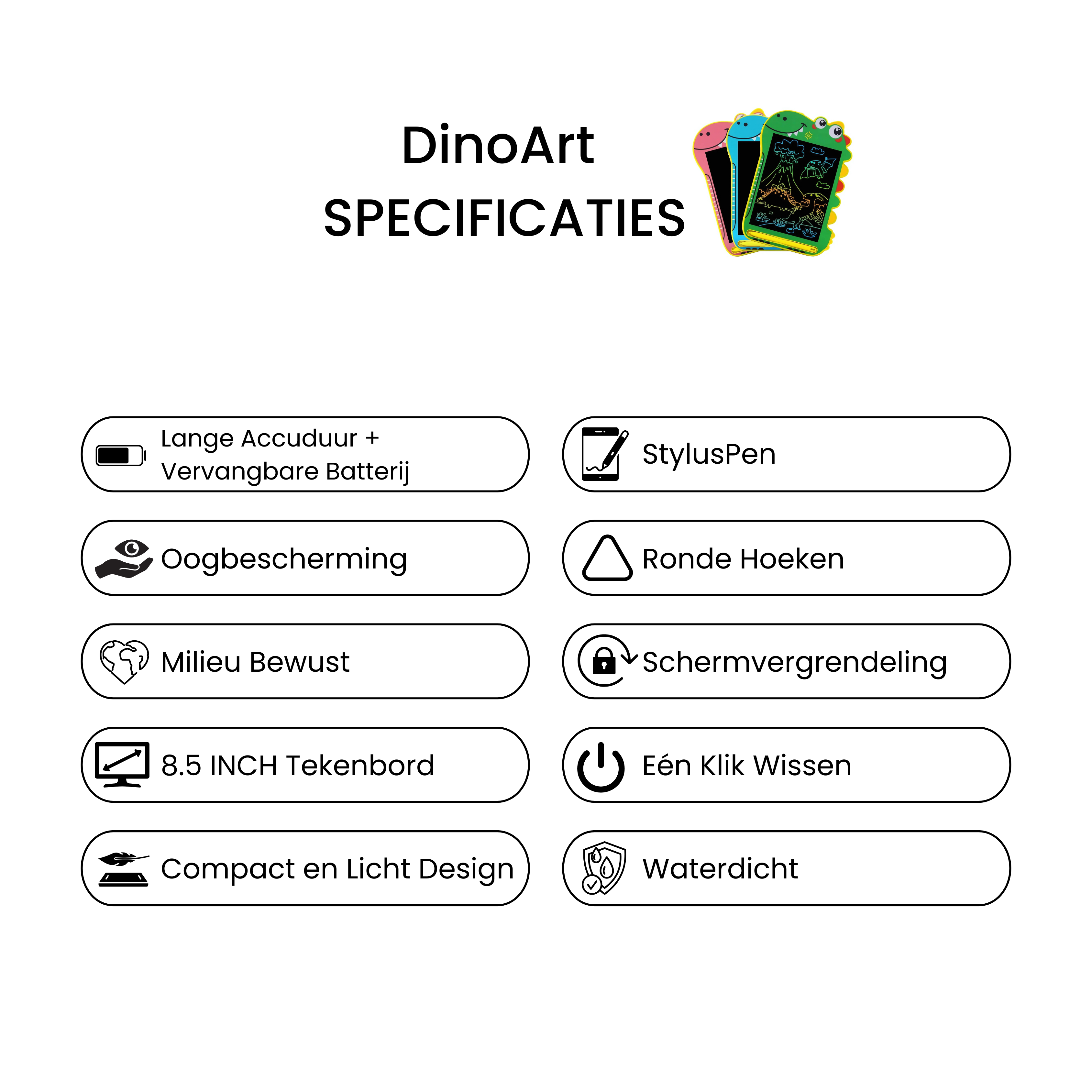 LCD Tekentablet voor kinderen Specificaties - Pure Luv