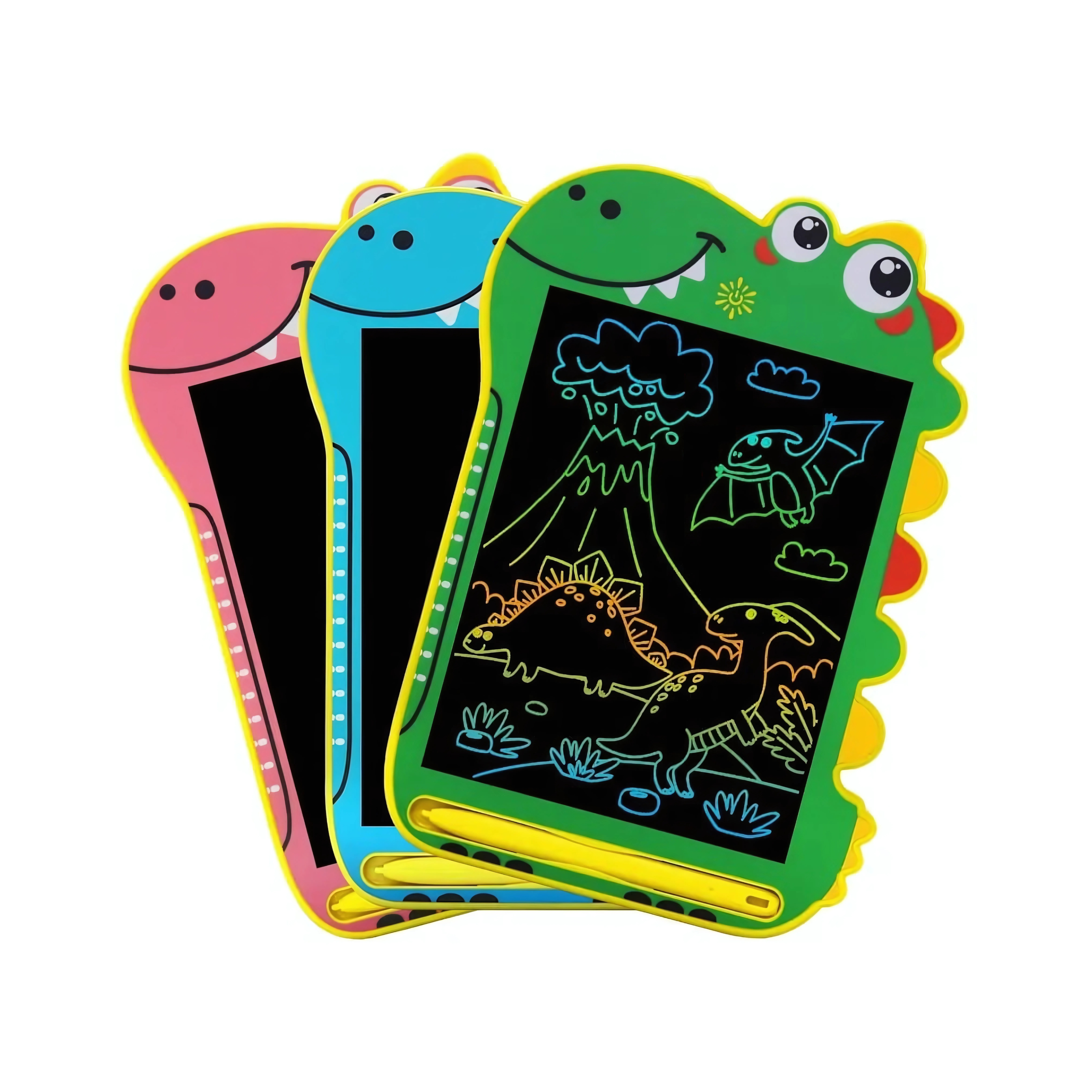 Dino Art LCD Tekentablet voor kinderen, BPA-vrij en educatief speelgoed. Blauw, Roze, Groen