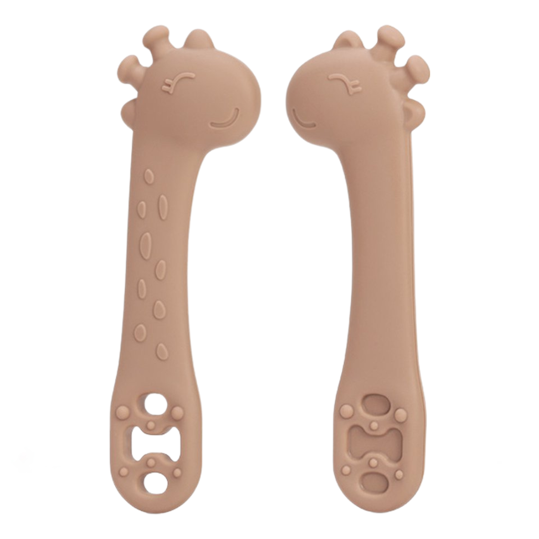HappyGiraff Oefenlepel Bruin voor Baby's - Pure Luv