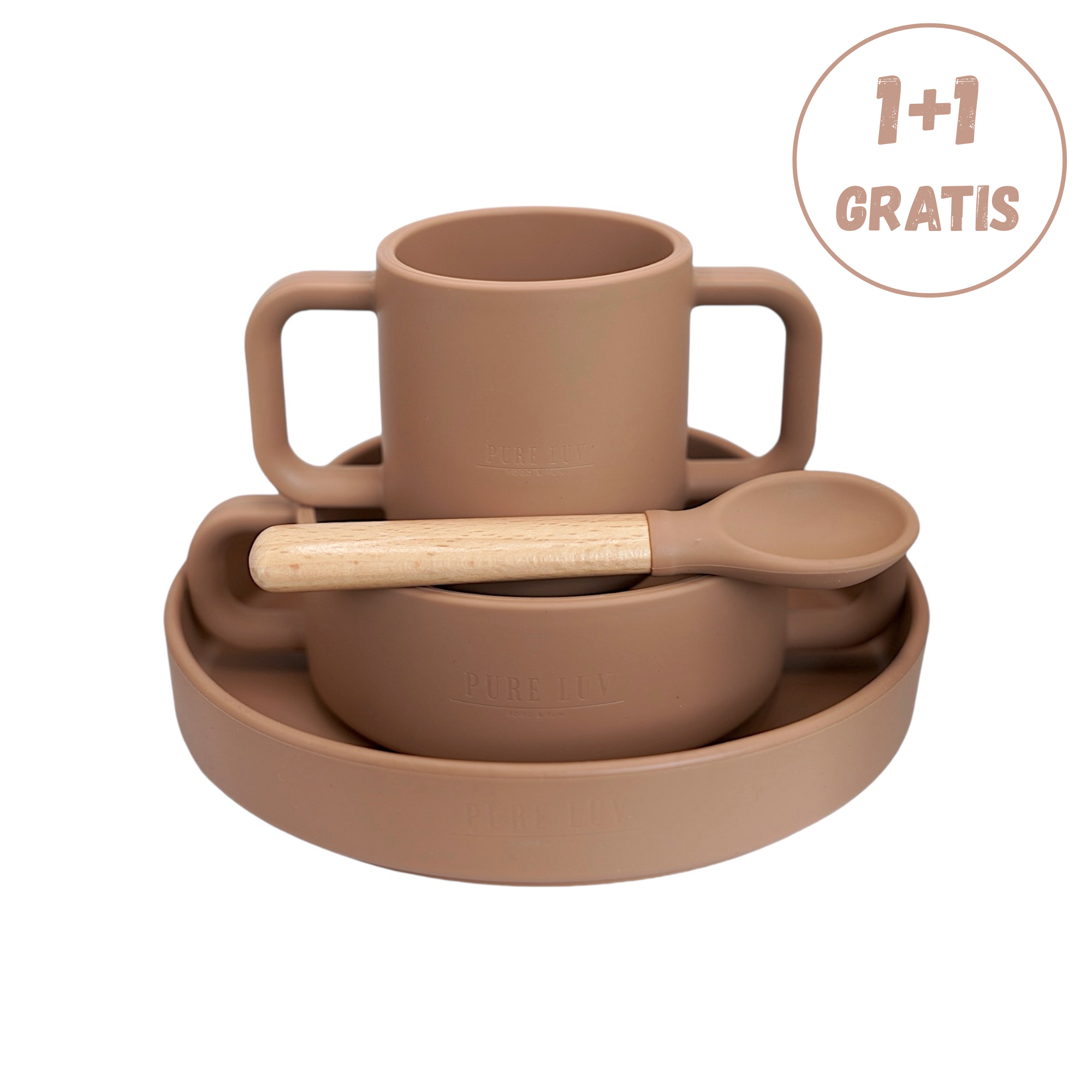 TinyDiners Peuter Servies Set Bruin