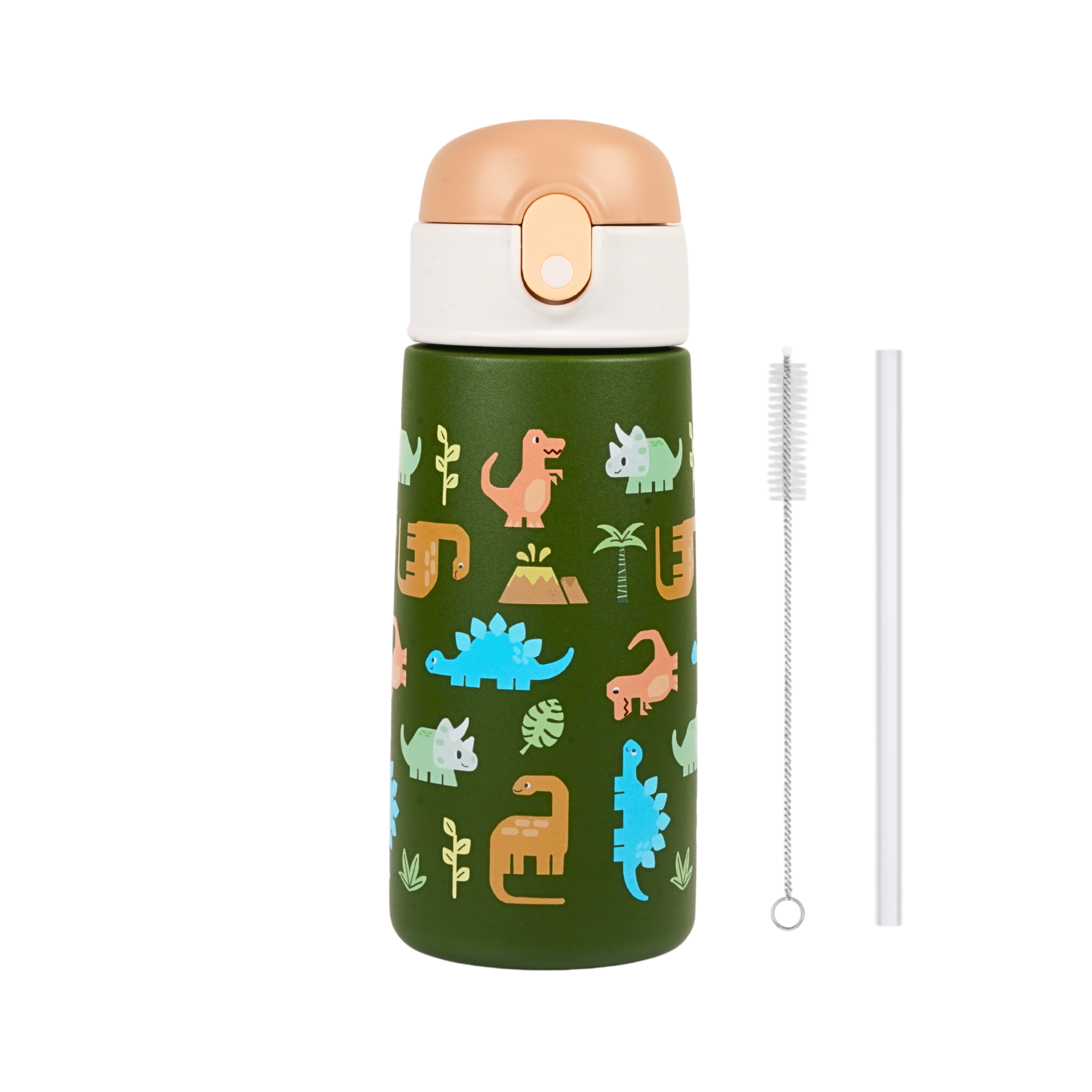 DinoSip - RVS Drinkfles voor kinderen met rietje