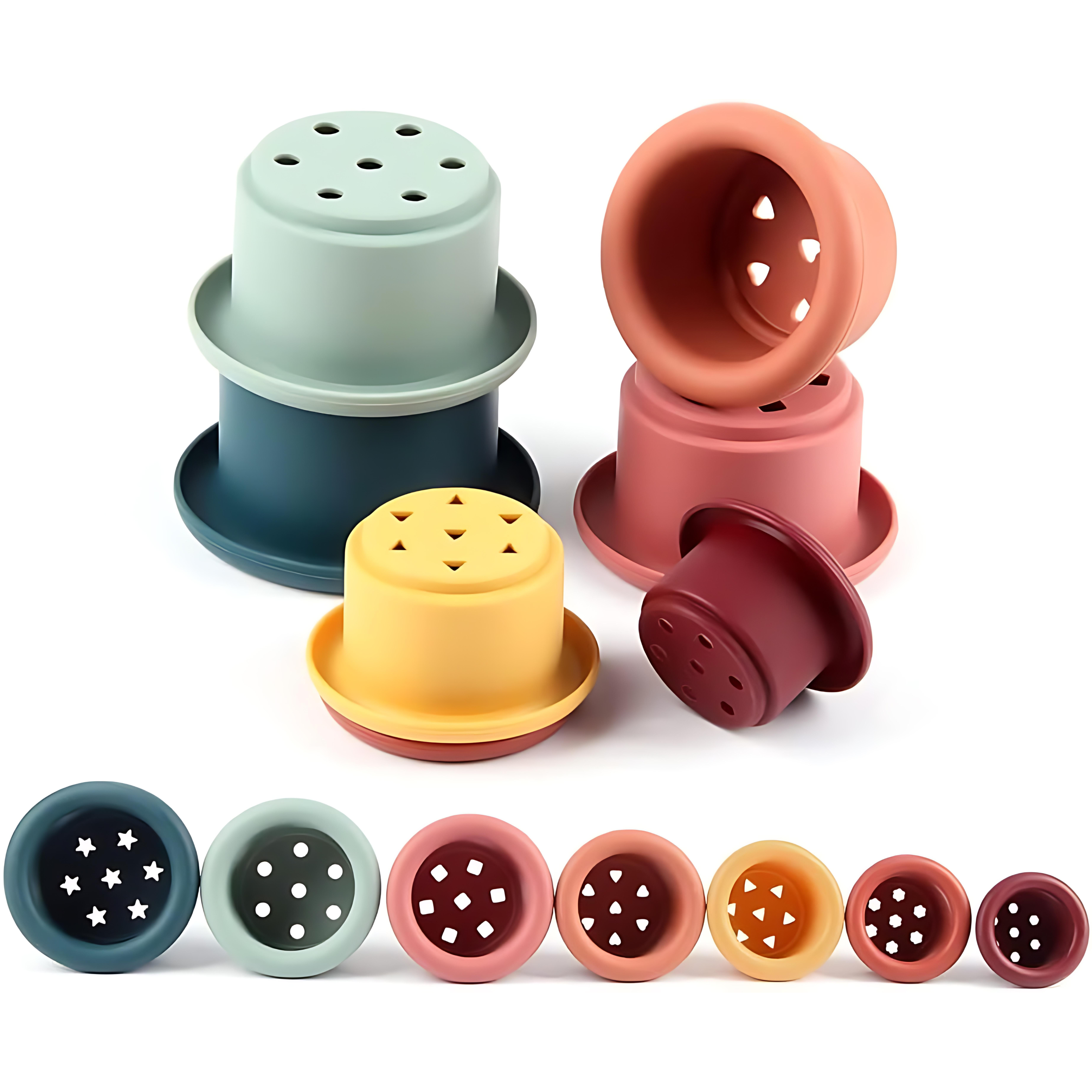 Stack & Discover Siliconen Stapeltoren - Sunset Shades - Montessori Speelgoed - Pure Luv