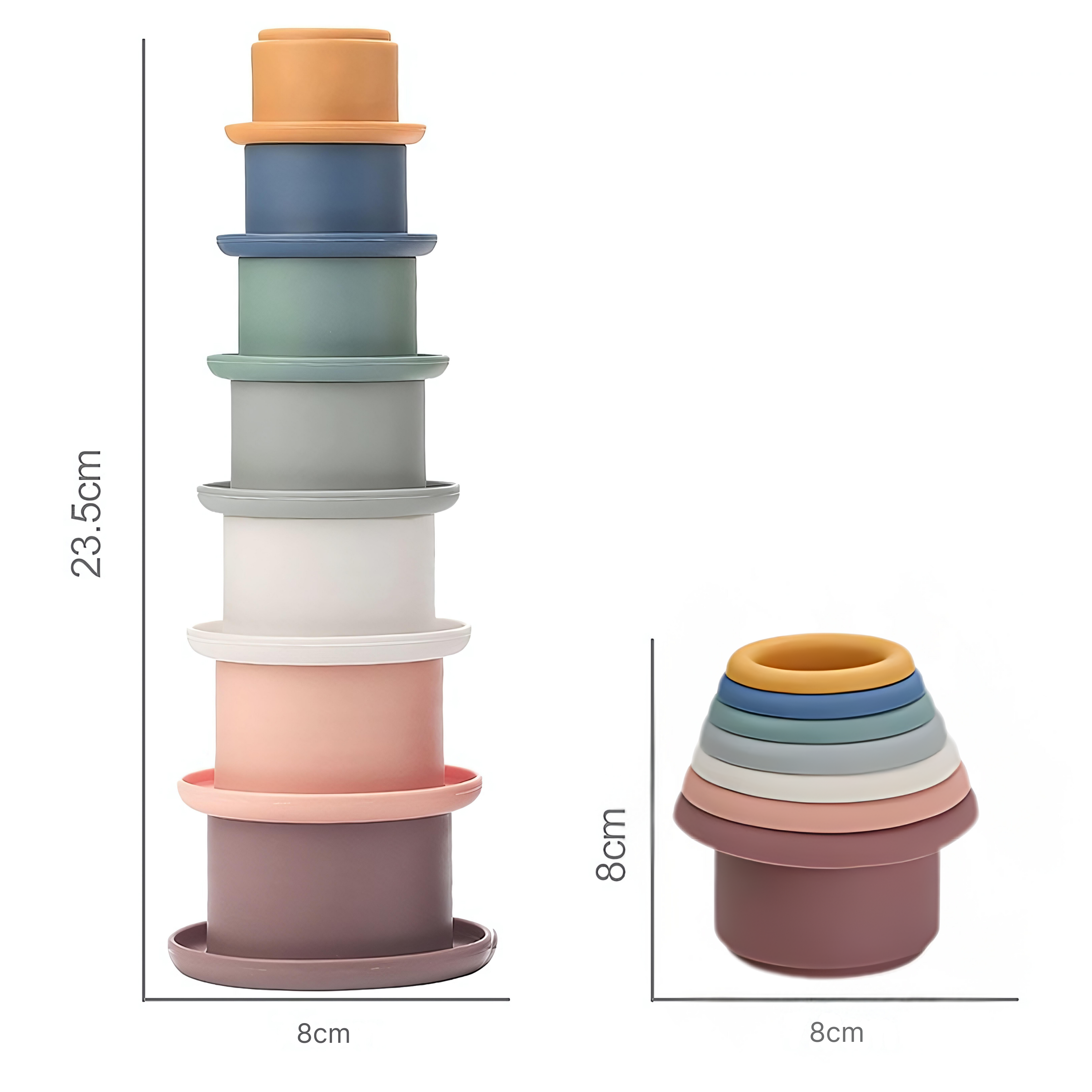 Stack & Discover Siliconen Stapeltoren - Nordic Blue - Montessori Speelgoed - Pure Luv