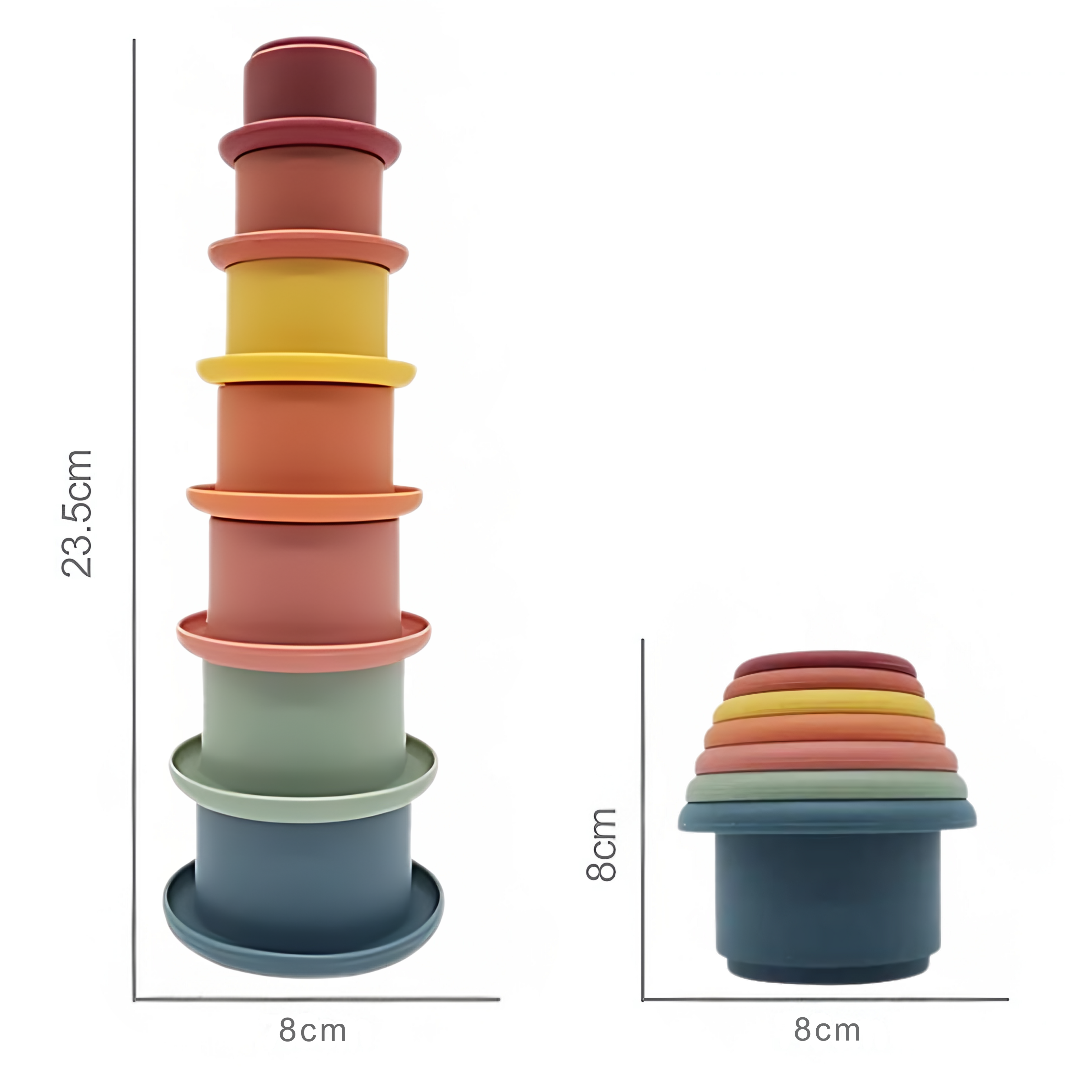 Stack & Discover Siliconen Stapeltoren - Sunset Shades - Montessori Speelgoed - Pure Luv